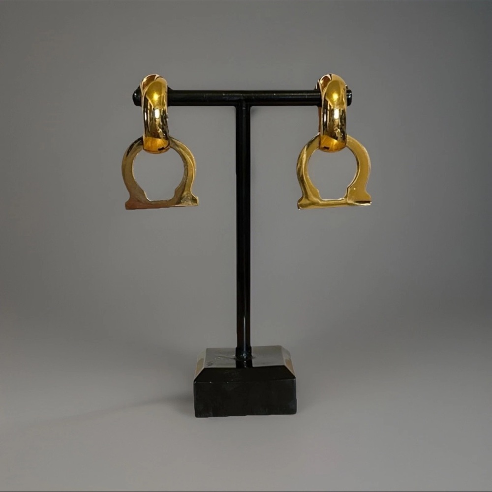 Salvatore Ferragamo Gold Gancini Clip-On Earrings